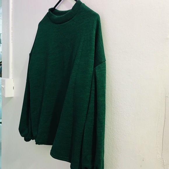 Green balloon sleeve sweater - Picture 4 of 4